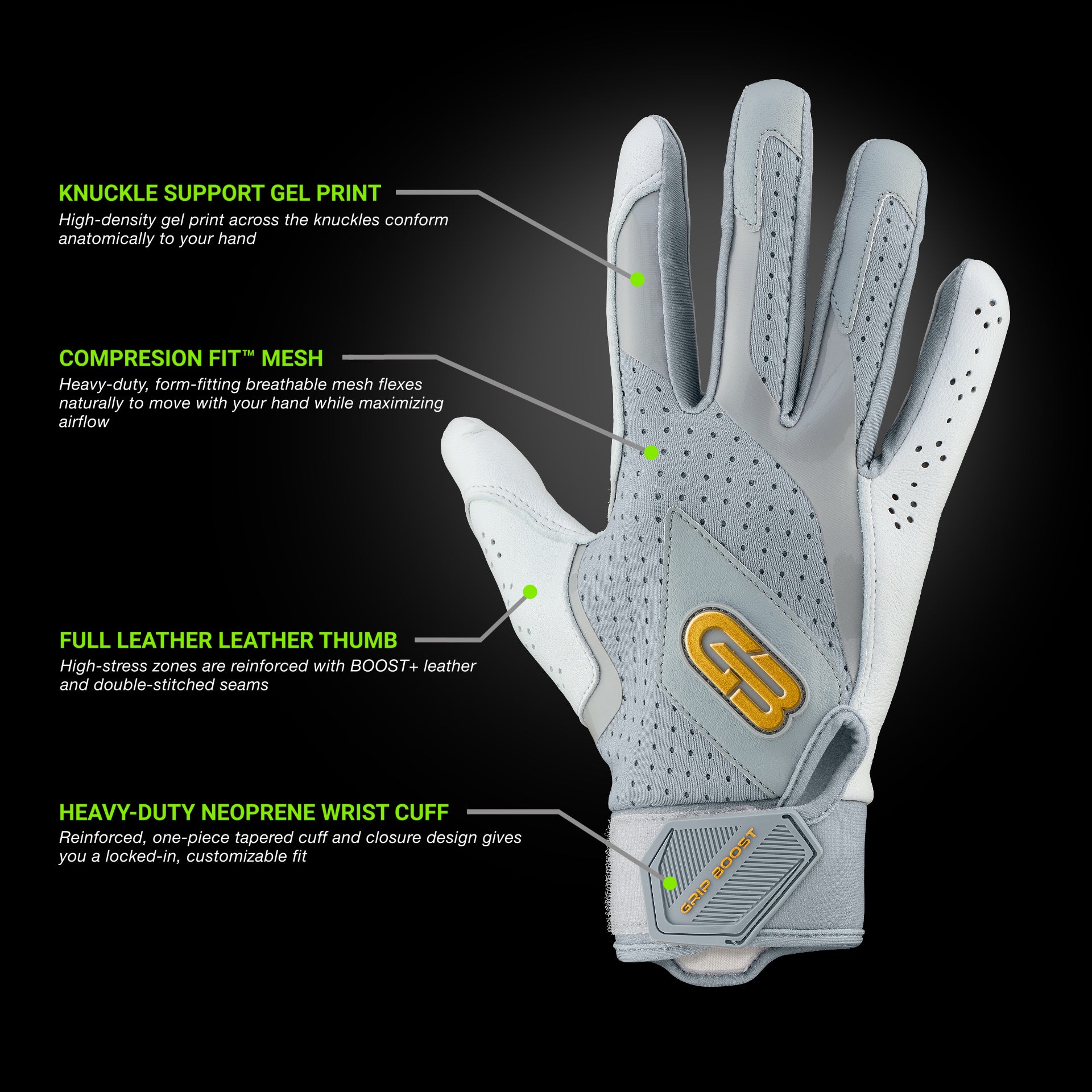 grip-boost-loaded-baseball-handschuhe-grau-boost-plus-leder image 2