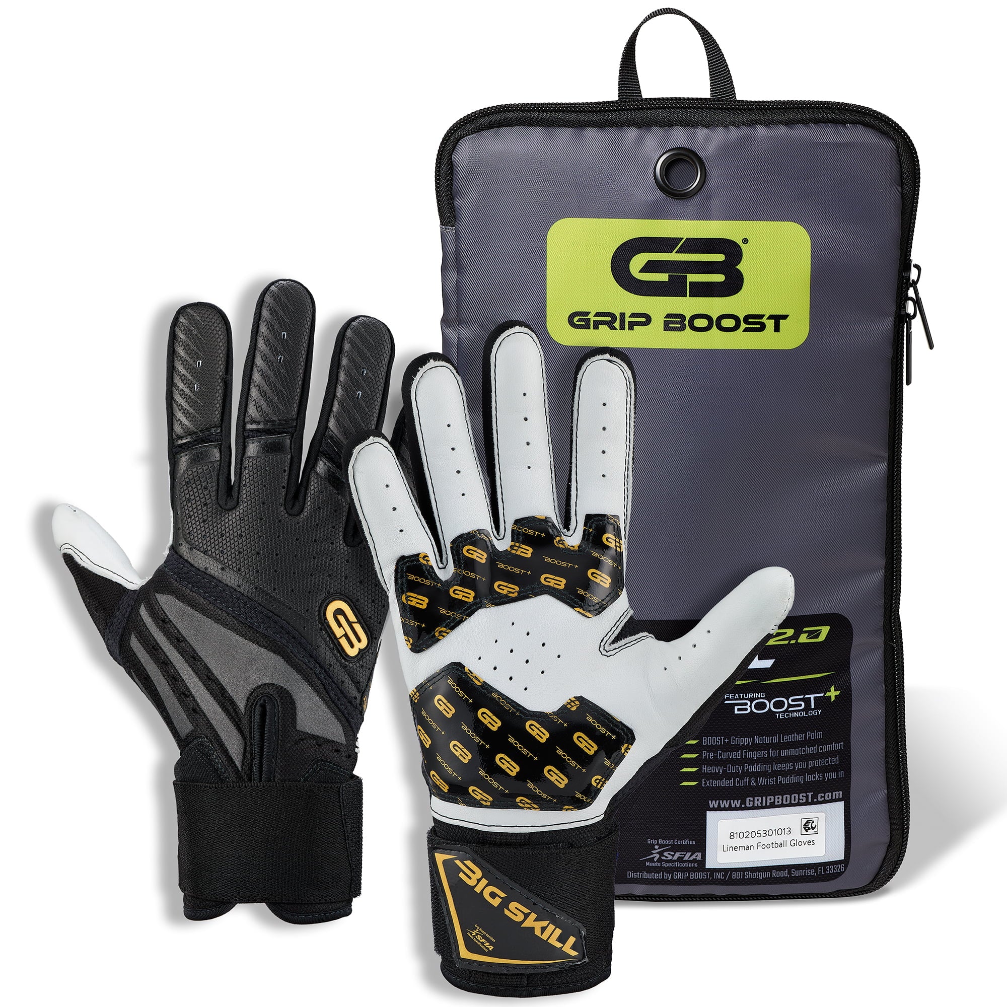 grip-boost-big-skill-2-0-footballhandschuhe-schwarz-leder-lineman image 2