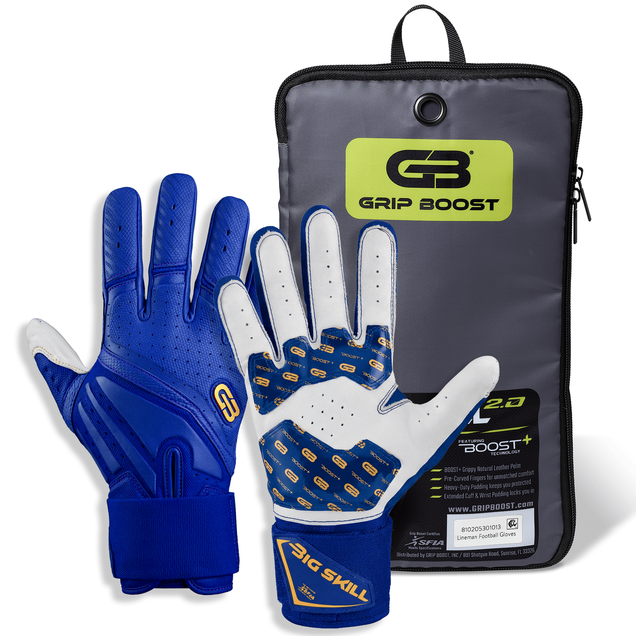 grip-boost-big-skill-2-0-lineman-footballhandschuhe-blau-leder image 2