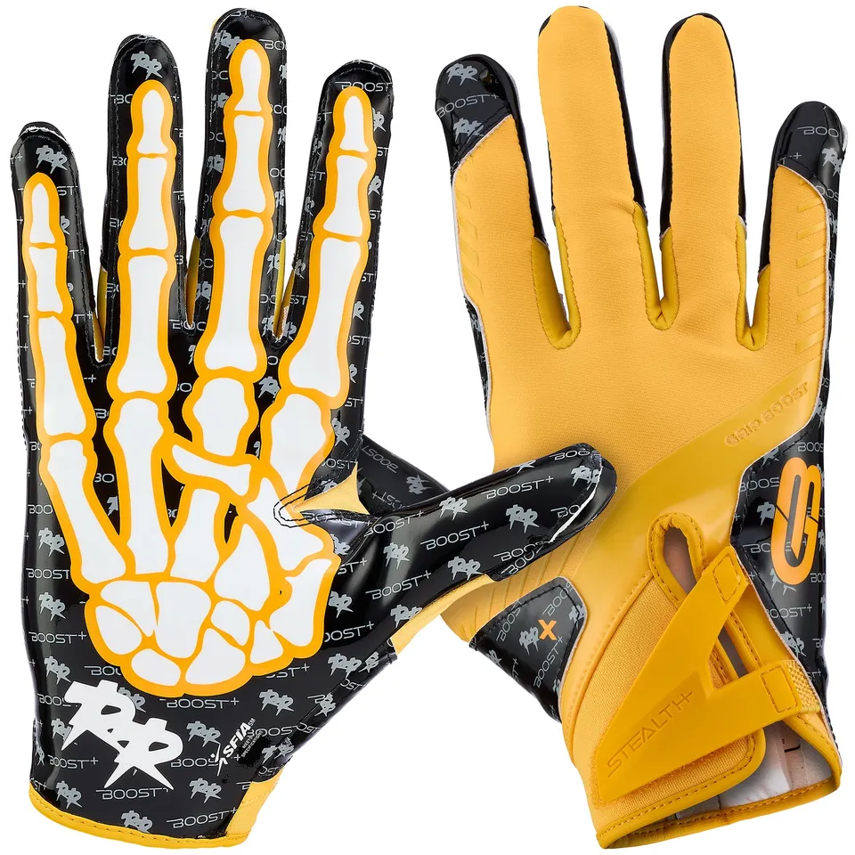grip-boost-stealth-6-0-youth-footballhandschuhe-gelb-schwarz-bones image 1