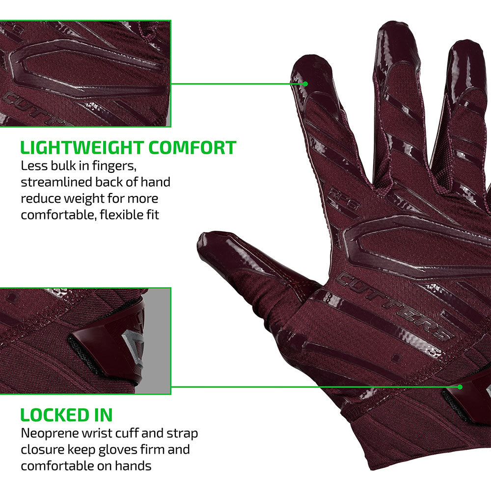cutters-rev-pro-6-0-receiver-handschuhe-maroon-mit-air-c-tack image 3