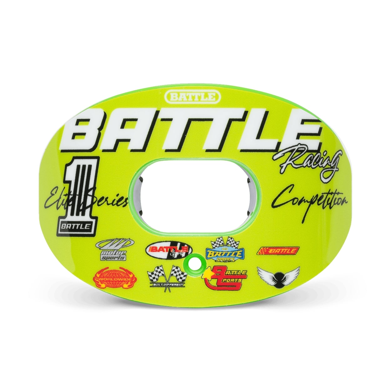 battle-oxygen-racing-mundschutz-pink-gelb-blau-mit-steg image 3