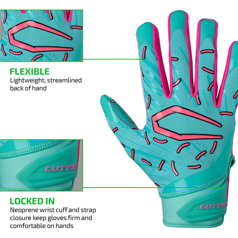 cutters-game-day-pro-receiver-handschuhe-teal-pink-sprinkle-drip-grip image 4