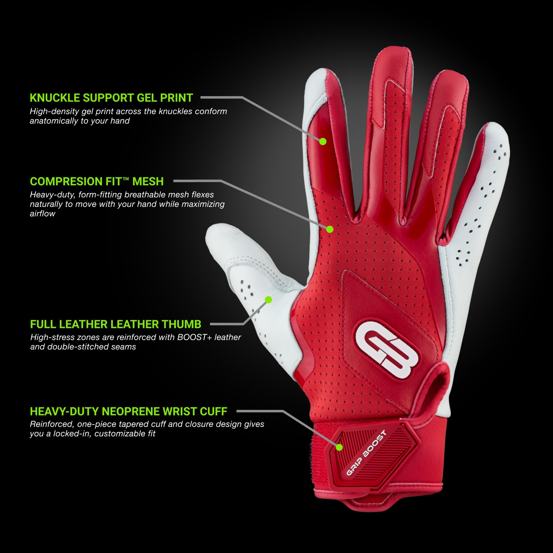 grip-boost-loaded-baseball-schlaghandschuhe-rot-leder image 2