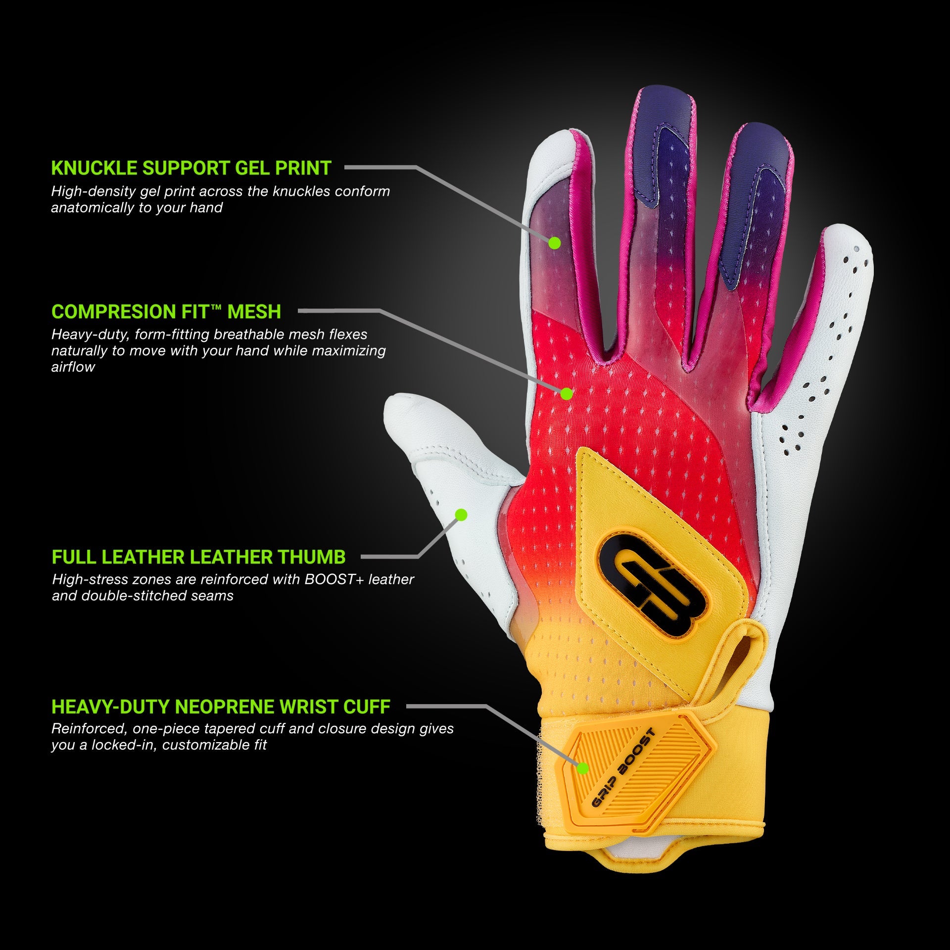 grip-boost-loaded-baseball-schlaghandschuhe-sunset-gelb image 2