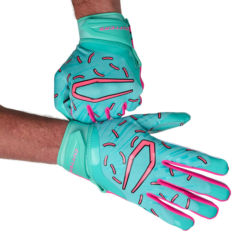cutters-game-day-pro-receiver-handschuhe-teal-pink-sprinkle-drip-grip image 2