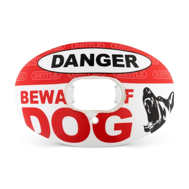 battle-oxygen-beware-of-dog-mundschutz-rot-football image 1